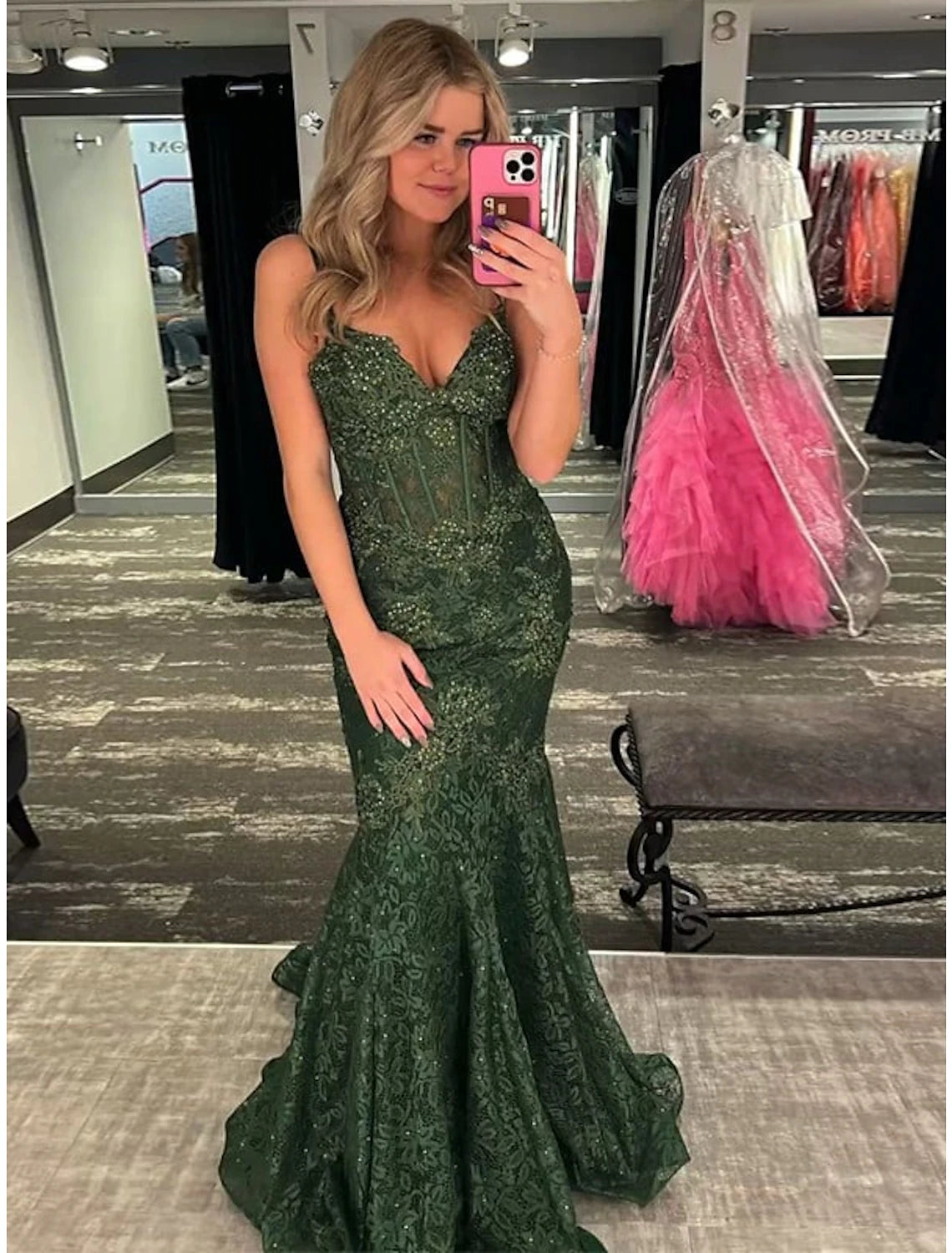 Wardrobe Update Mermaid / Trumpet Evening Gown Maxi Dress Formal Sweep / Brush Train Sleeveless Spaghetti Strap Spandex Backless with Crystals Appliques Pure Color