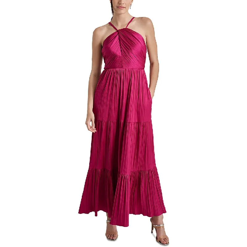 Spring Fashion DKNY Womens Satin Tiered Maxi Dress