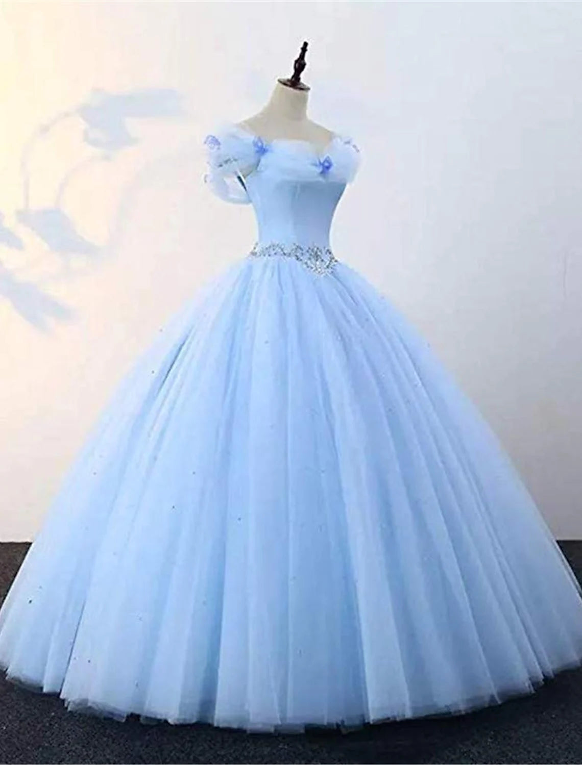 Best Sellers Ball Gown Prom Dresses Princess Dress Graduation Floor Length Sleeveless Off Shoulder Tulle with Pearls