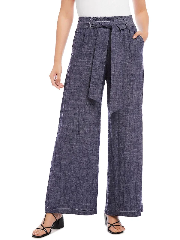 Break Fashion Norms Womens Linen Blend High Rise Wide Leg Pants