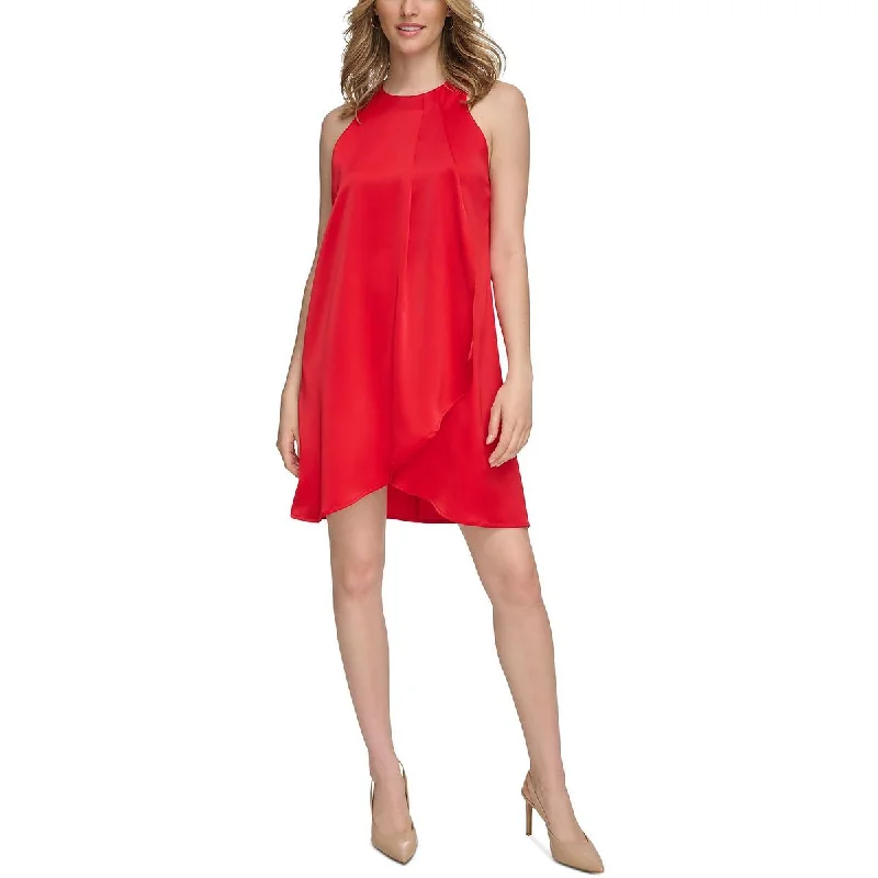 Casual Elegance Calvin Klein Womens Satin Shift Dress