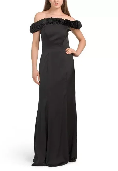 Discounts On Casual Weekend Styles 2 - rene ruiz black off the shoulder ruffle gown