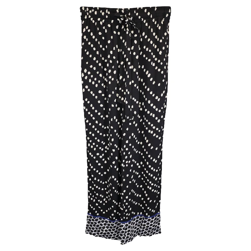 Odd Size Clearance Sale Diane Von Furstenberg Denise Printed Wide-Leg Pants in Black Viscose