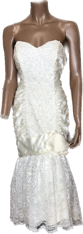 Exclusive Sale 80s Sweetheart Sheath Side Peplum Wedding Dress  w28