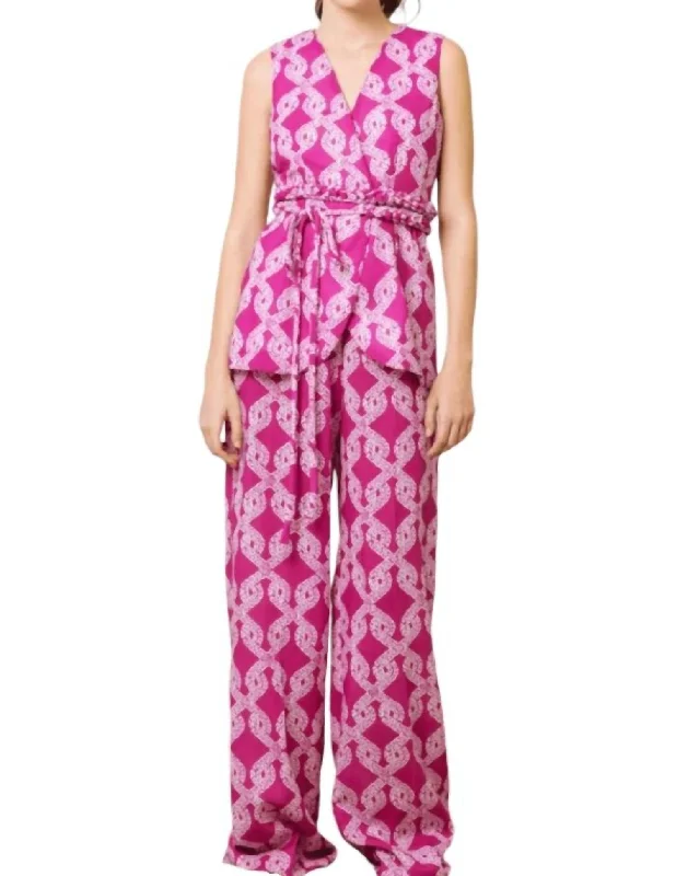 Summer Deals Palazzo Pants In Knots Magenta