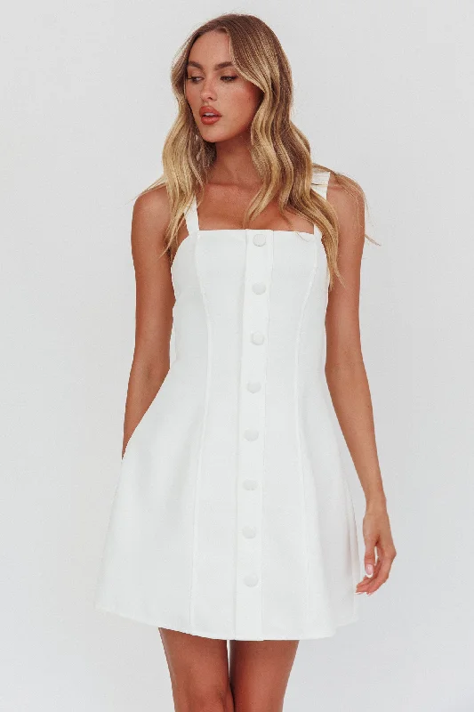 Urban Sophistication Stealing Sunshine Faux Button Front Mini Dress White