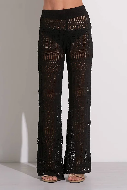 Trend Forward Threads For Her Crochet Wide Leg Pants In Black