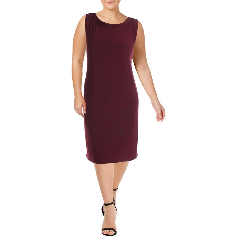 Crazy Price Slashing R&M Richards Womens Plus Lace-Trim Sleeveless Cocktail Dress