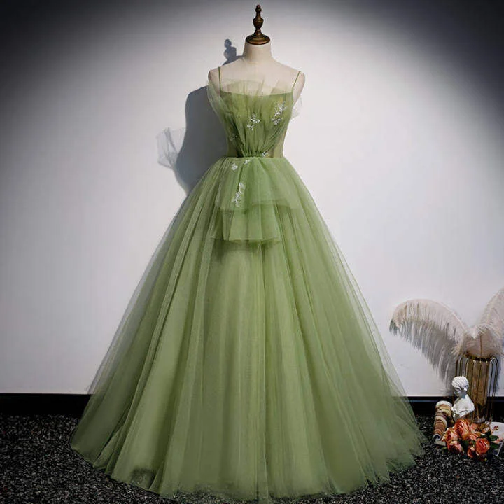 Fashion Forward Spaghetti Straps Olive Green Tulle Ball Gown M882