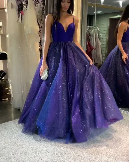 Clearance Event Royal Blue Top Satin Prom Dresses , Prom outfits Long Sparkling Tulle  gh1166