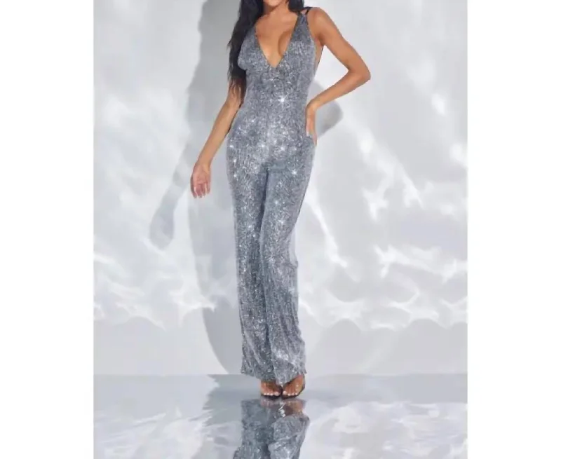 Dreamy Aesthetic Sequin Jumpsuit In One Color