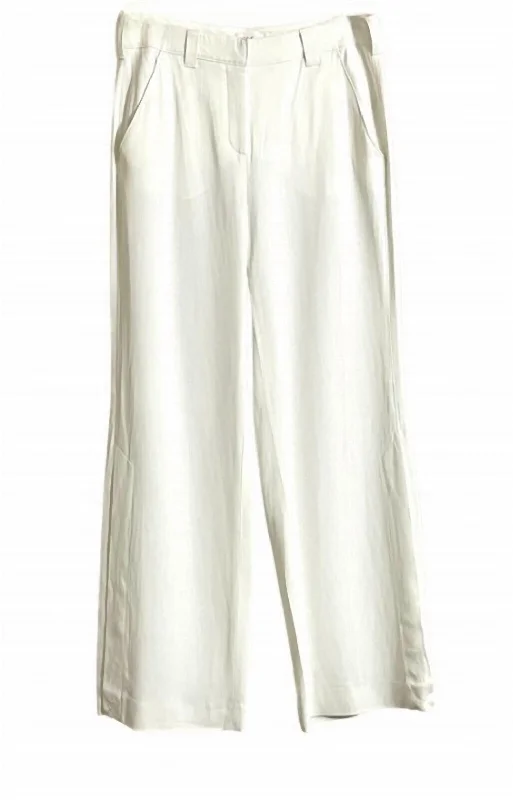 Innovate Your Wardrobe Women's Miles Wide Leg Split Hem High Rise Pants In White