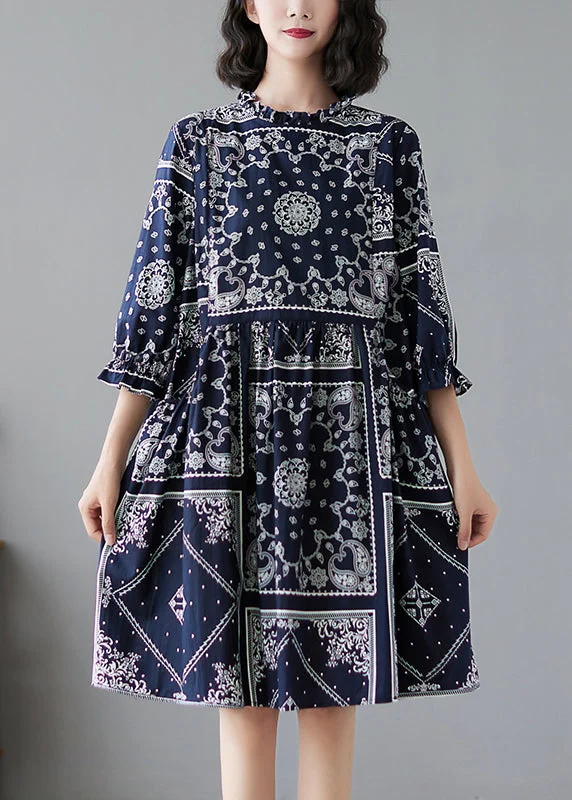 Stylish Statements Elegant O-Neck Print Maxi Dresses Half Sleeve