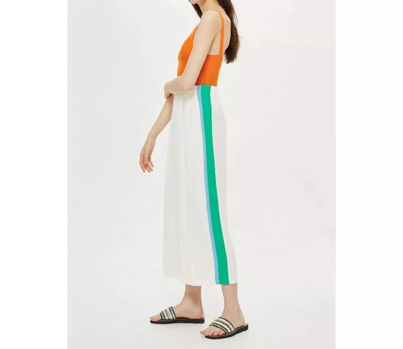 Day To Night Styles Pleated Wide Leg Crop Pants With Side Stripes In Multicolor