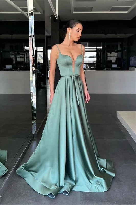 Seasonal Fashion Elegant Spaghetti-Straps V-Neck Sleeveless Prom Dress Long  gh1953