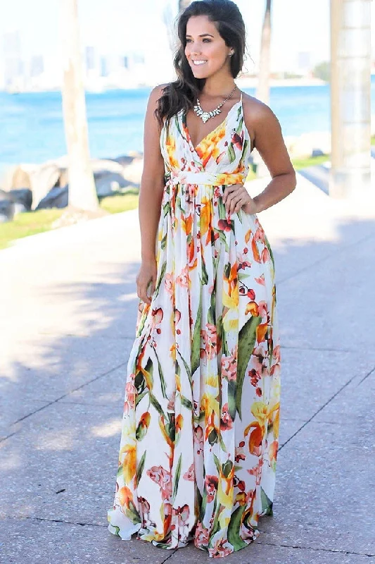 Beat The Heat In Tropical Styles Tropical Print Maxi Dress