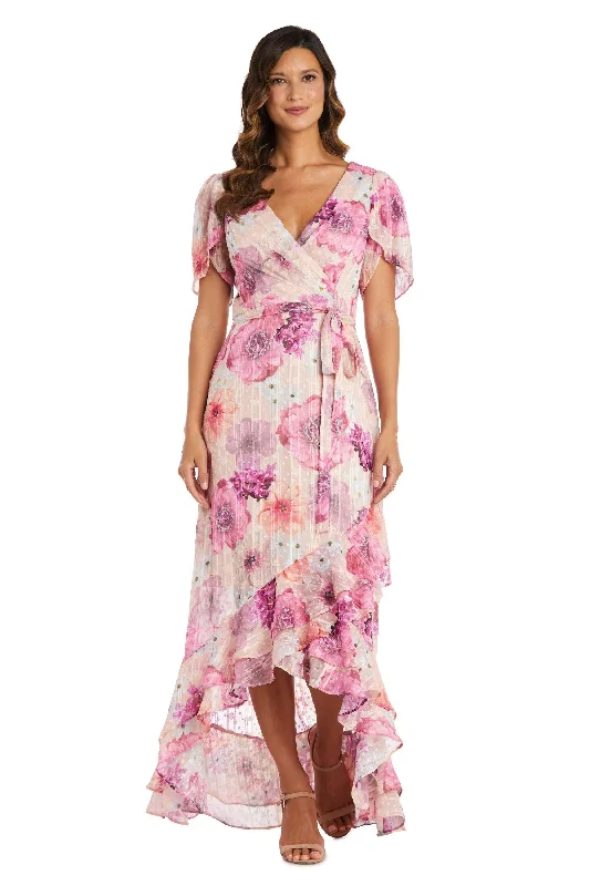 Comfort First Women's Fashion Nightway High Low Floral Print Formal Dress 22138