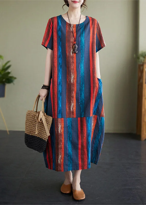 Versatile Style Wardrobe Tangerine Patchwork Loose Maxi Dress Summer