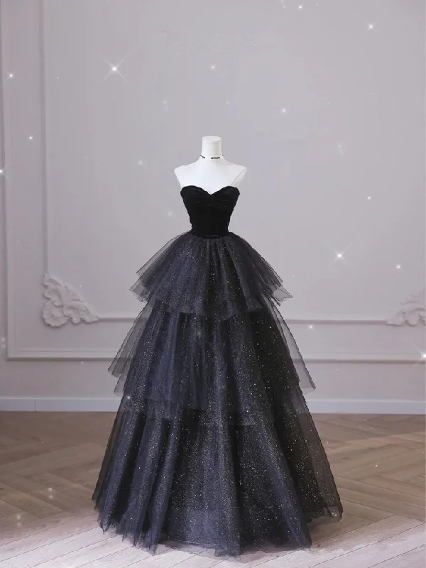 Best Deals Of The Season Black Sweetheart A-Line Tulle Tiered Long Formal Evening Ball Gown MD7527