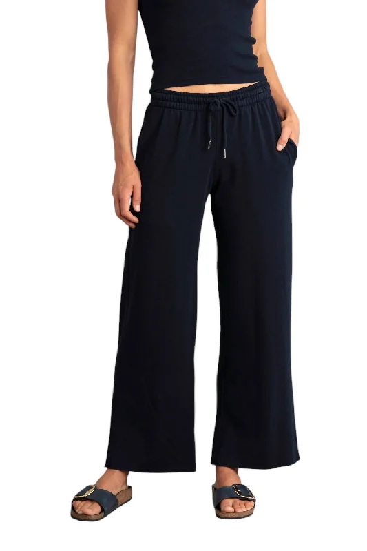 Feminine Charm Cropped Palazzo Pants In Black