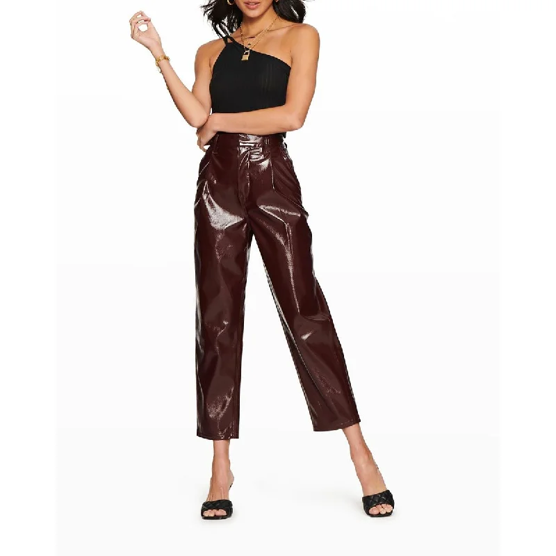 Style Without Limits Womens High Rise Faux Leather Cropped Pants