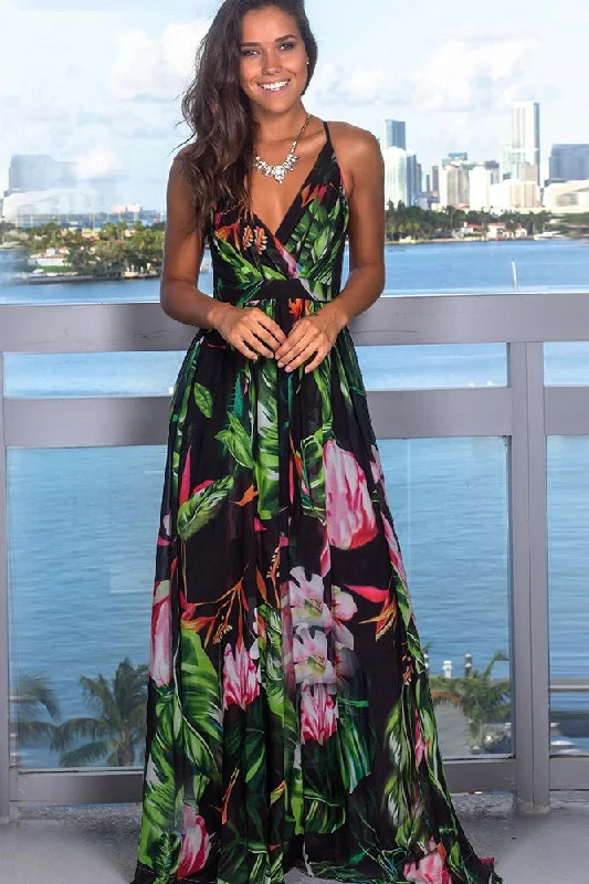 Summer Splash Sale Tropical Print Maxi Dress