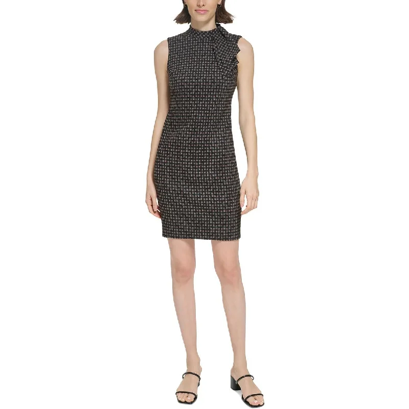 Budget-Friendly Fashion Calvin Klein Womens Petites Sleeveless Jacquard Sheath Dress