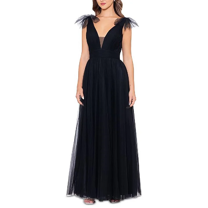 Chic Style Betsy & Adam Womens V-Neck Sleeveless Evening Dress