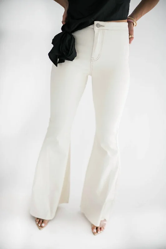 Fashion Forward Logan Flare Jeans In Cream