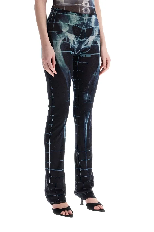 Stylish Savings Jean Paul Gaultier Black Polyamide Pants With Skeleton Print