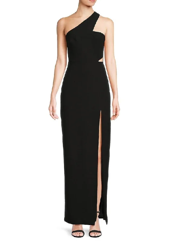 Elegant Contour 12 - aidan mattox black one shoulder gown with cutout