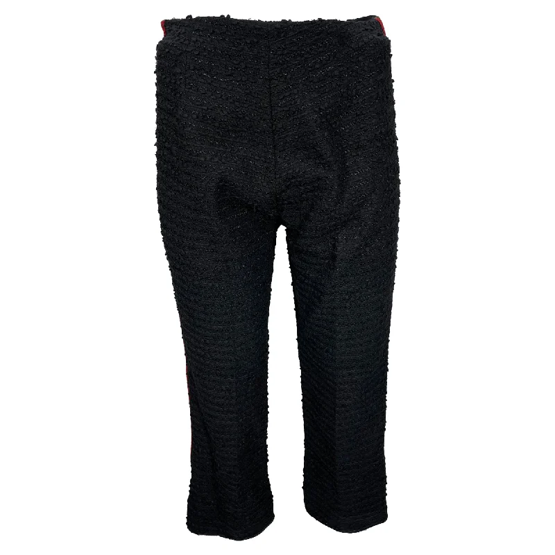 Limited Time Offer Gucci Lace Trim High-Rise Cropped Trousers in Black Cotton Tweed