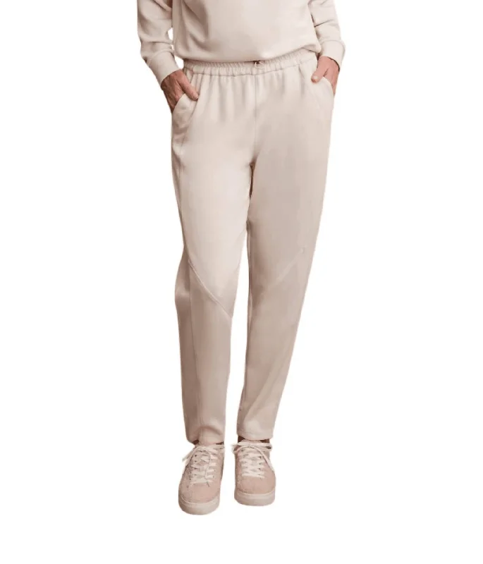 Graceful Fashion Techno Lux Stretch Combo Fabric Jogger In Eggshell