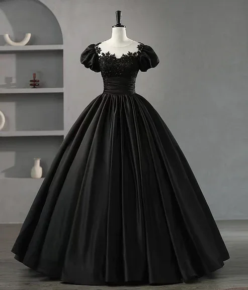 Trendy Threads BlackA-Line Appliques Formal Party Dress Ball Gown with Beading MD7175