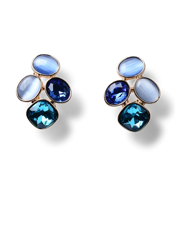 Luxe Women's Fashion Helen Sky Blue Cluster Earrings