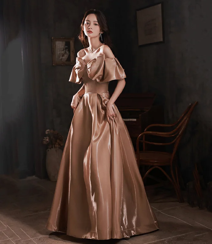 Cottagecore Rustic Charm Style Lovely Bow Satin Long Ball Gown Formal Dress  10382