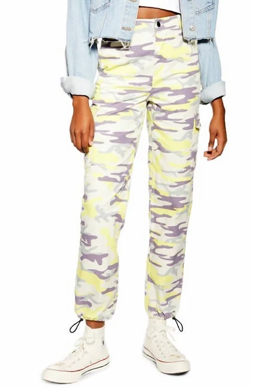 Trendy Styles Camo Print Utility Pants In Multicolor