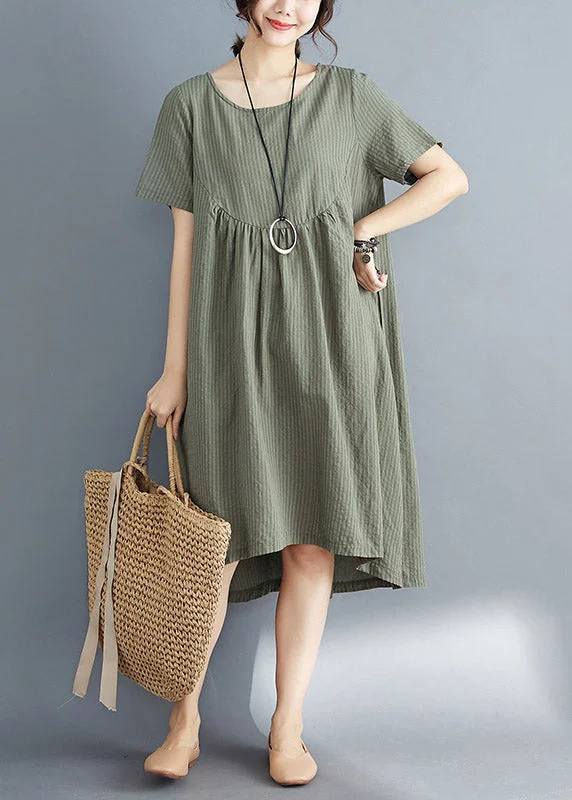 Big Discounts Classy Green Loose Maxi Dresses Short Sleeve