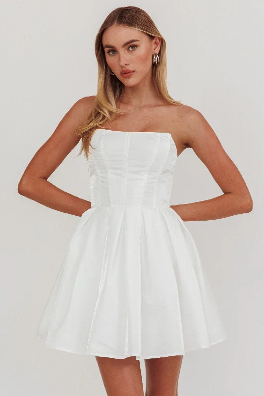 Statement Piece Loveless Strapless Flared Mini Dress Off White