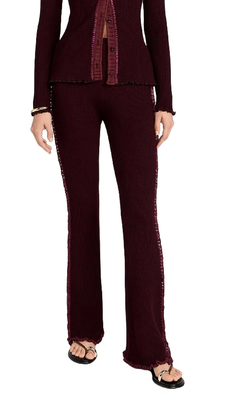 Mega Sales Clare Thermal Knit Pants In Burgundy