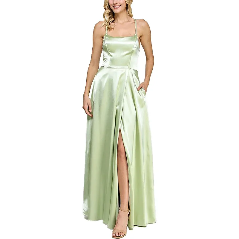 Daily Essentials Speechless Womens Juniors Padded Bust Satin Evening Dress