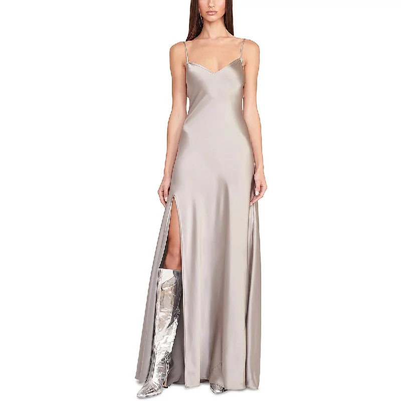 Quality Driven Apparel STAUD Womens Alexa Satin Maxi Evening Dress