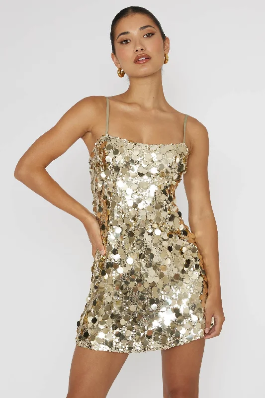 Chic Outfits Axel Sequin Mini Dress Gold