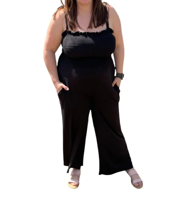 Trendsetting Threads Smocked Jumpsuit In Black