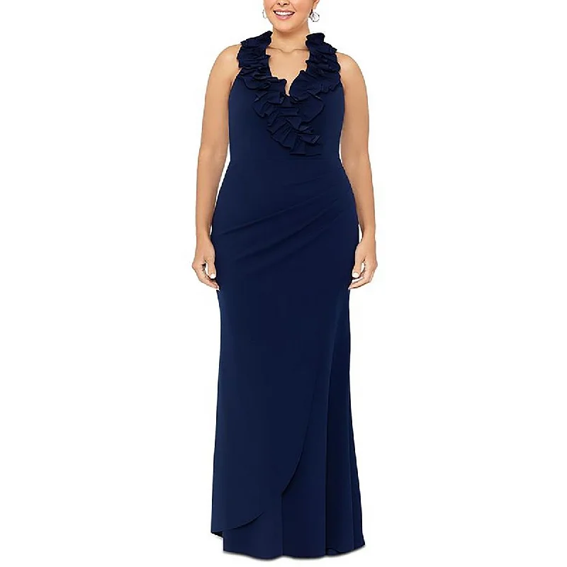 Wardrobe Update Xscape Womens Plus Ruffled Sleeveless Evening Dress