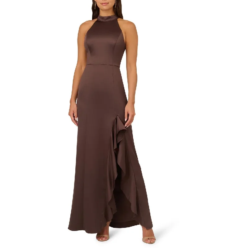 Weekend Special Adrianna Papell Womens Satin Halter Evening Dress