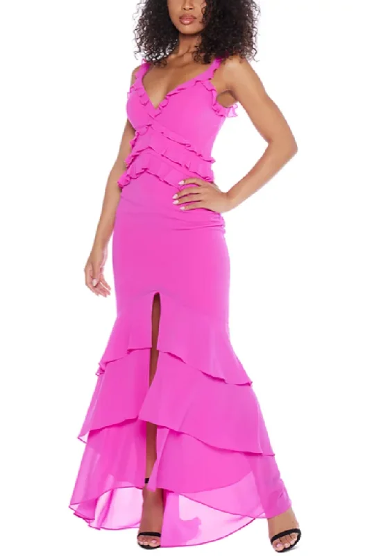 Sleek Design 7 - b darlin hot pink flouncy ruffle gown