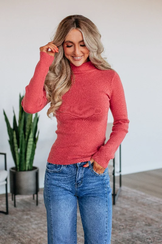 Redefining Women's Fashion Paxton Turtle Neck Sweater - Dusty Red