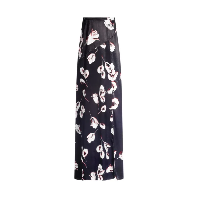 Sophisticated Outfits Satin maxi skirt with tulip print