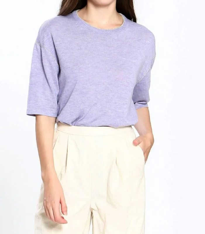 Fashion Sale Gold Detail Sweater Tee In Purple